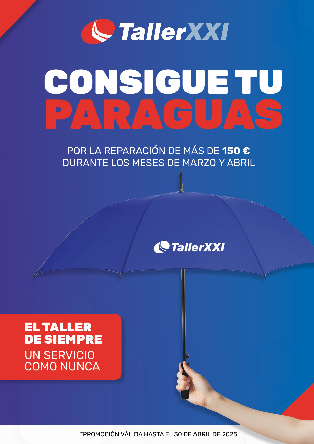 CONSIGUE PARAGUAS DE TALLERXXI POR TU REPARACIÓN DE MÁS DE 150€